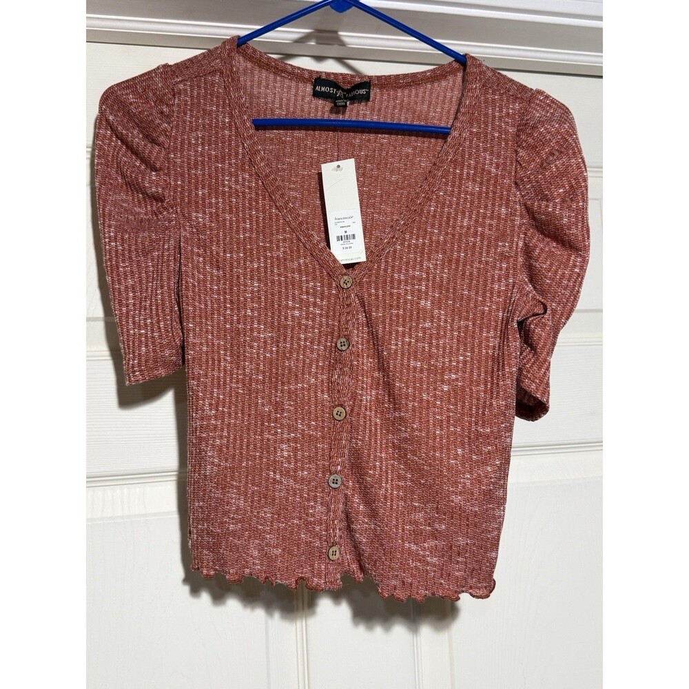 Burnt Orange Button Up Crop Top - Size M NWT